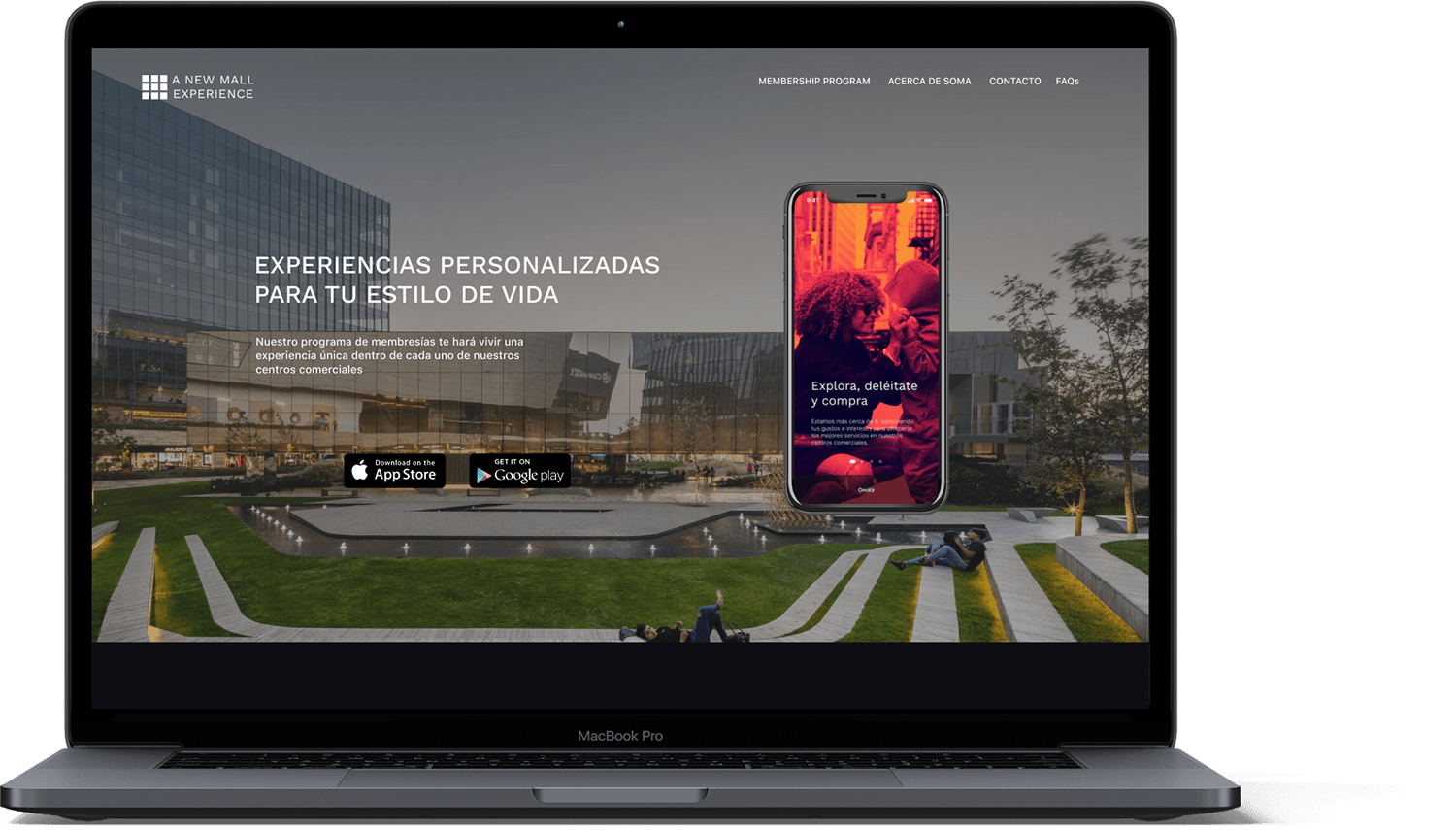 SoMA membership web and mobile experience on a MacBook