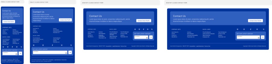 Union Pacific footer component responsive variants