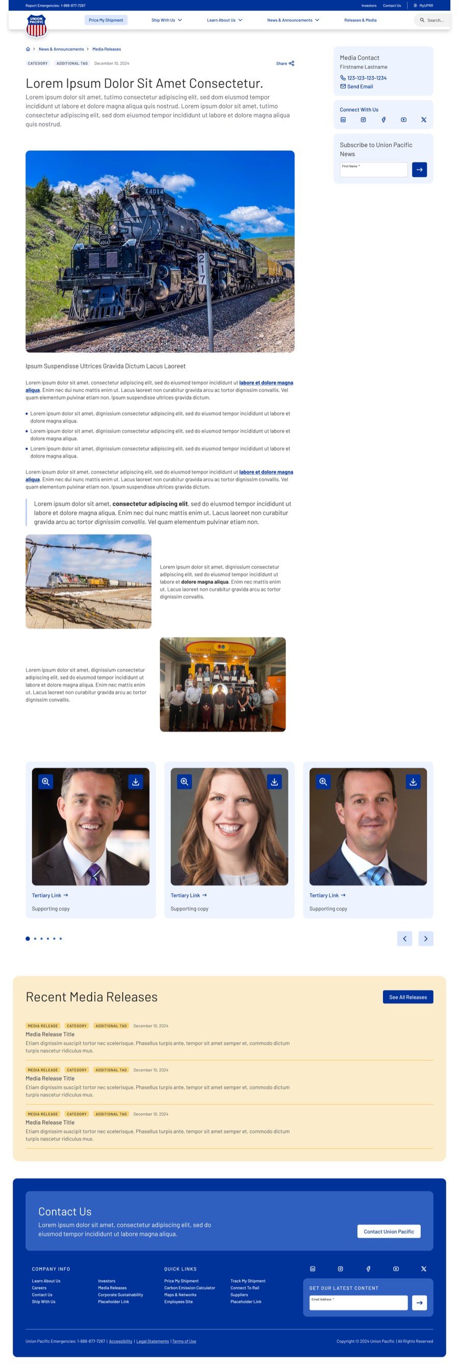 Union Pacific media release detail page