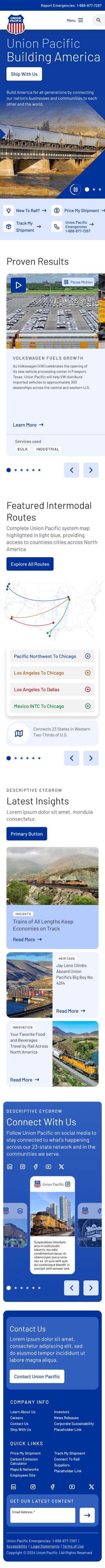 Union Pacific mobile home page layout